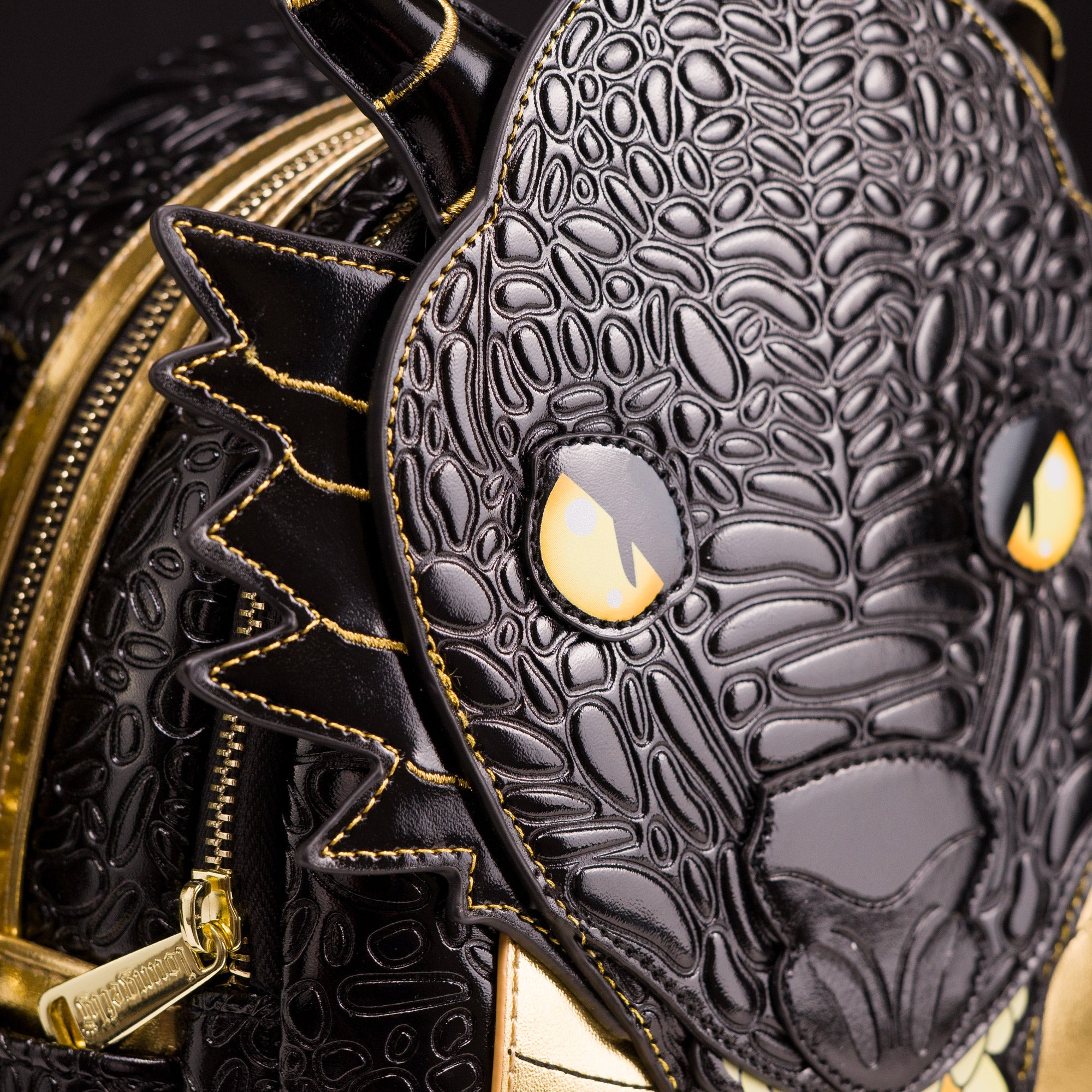 Loungefly Originals Black and Gold Dragon Mini Backpack