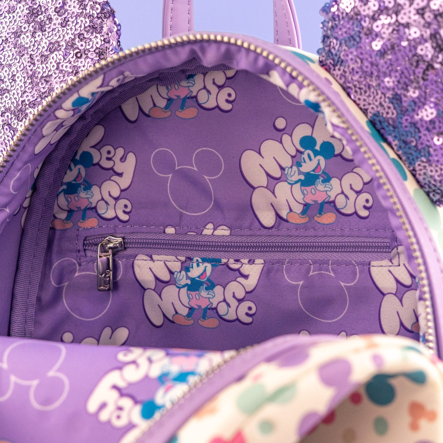 Loungefly x Disney Mickey Mouse Pastel AOP Sequin Mini Backpack
