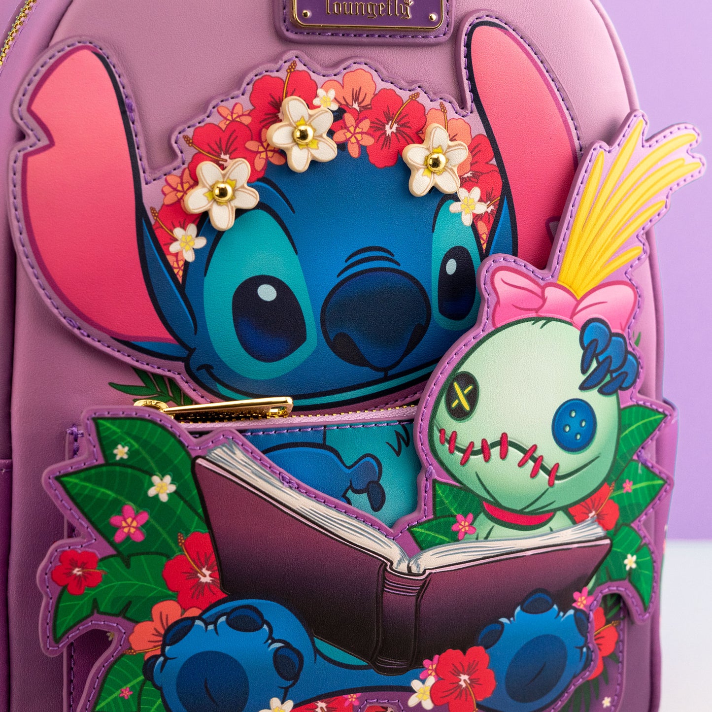 Loungefly x Disney Stitch & Scrump Reading Book Mini Backpack