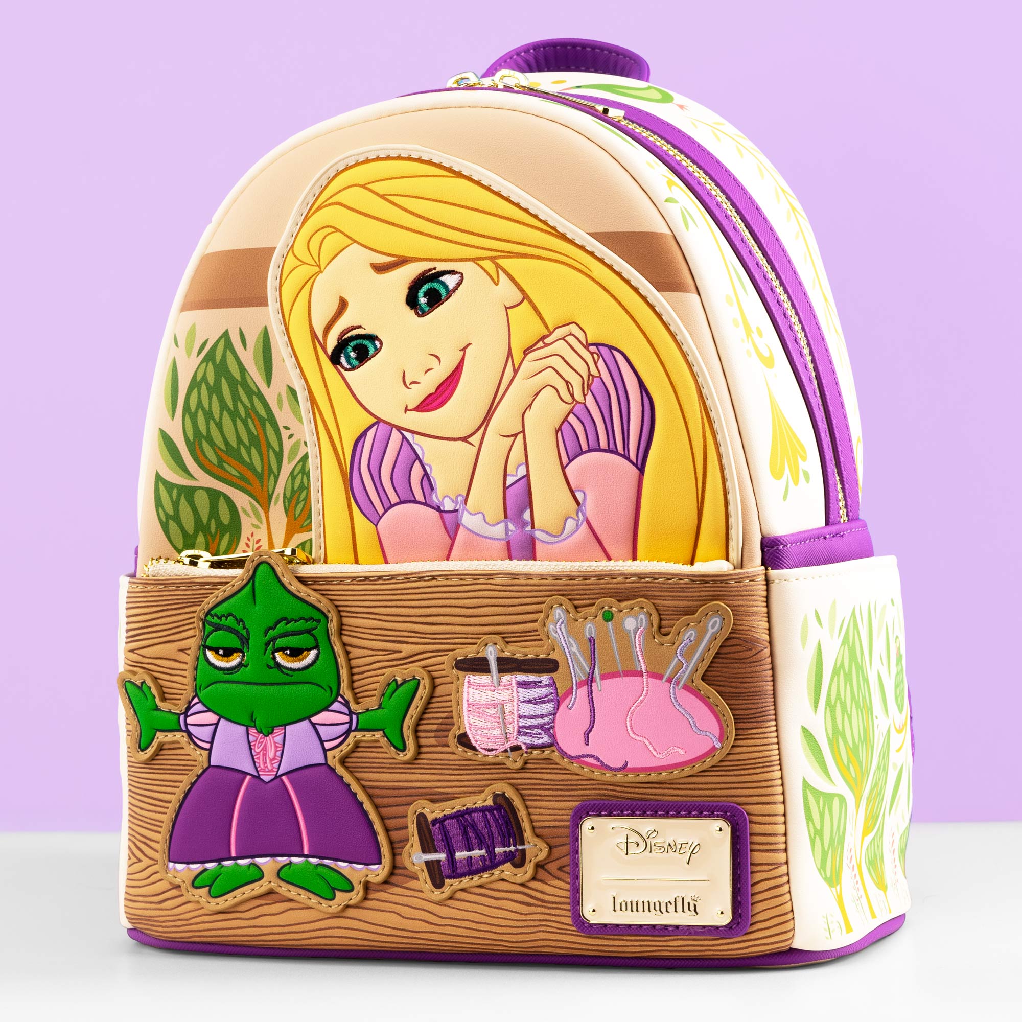 Loungefly x Disney Rapunzel and Pascal Dress Making Mini Backpack