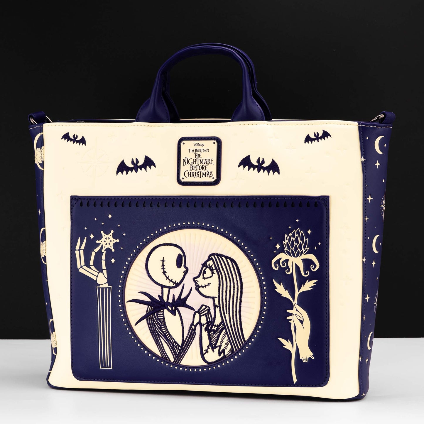Loungefly x Disney Jack Skellington & Sally Night Sky Convertible Backpack & Tote Bag