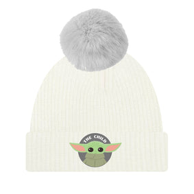 Star Wars The Mandalorian Child Badge Pom Pom Beanie