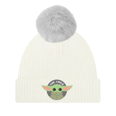 Star Wars The Mandalorian Child Badge Pom Pom Beanie