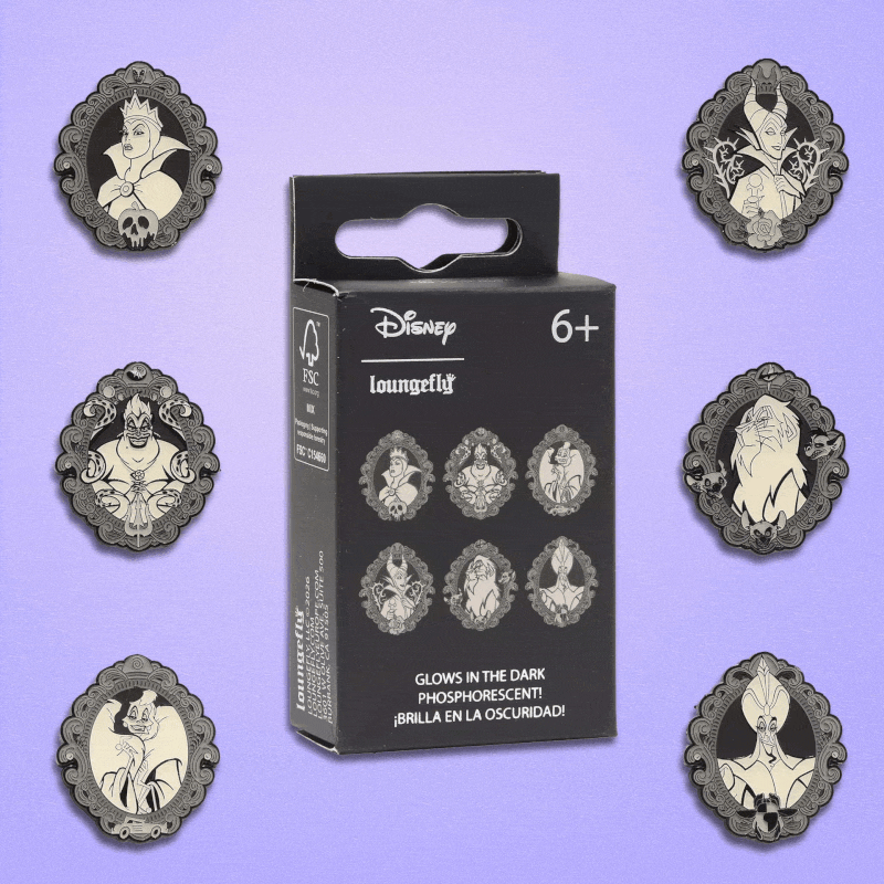 Loungefly x Disney Villains Frame GITD Blind Box Mystery Pin