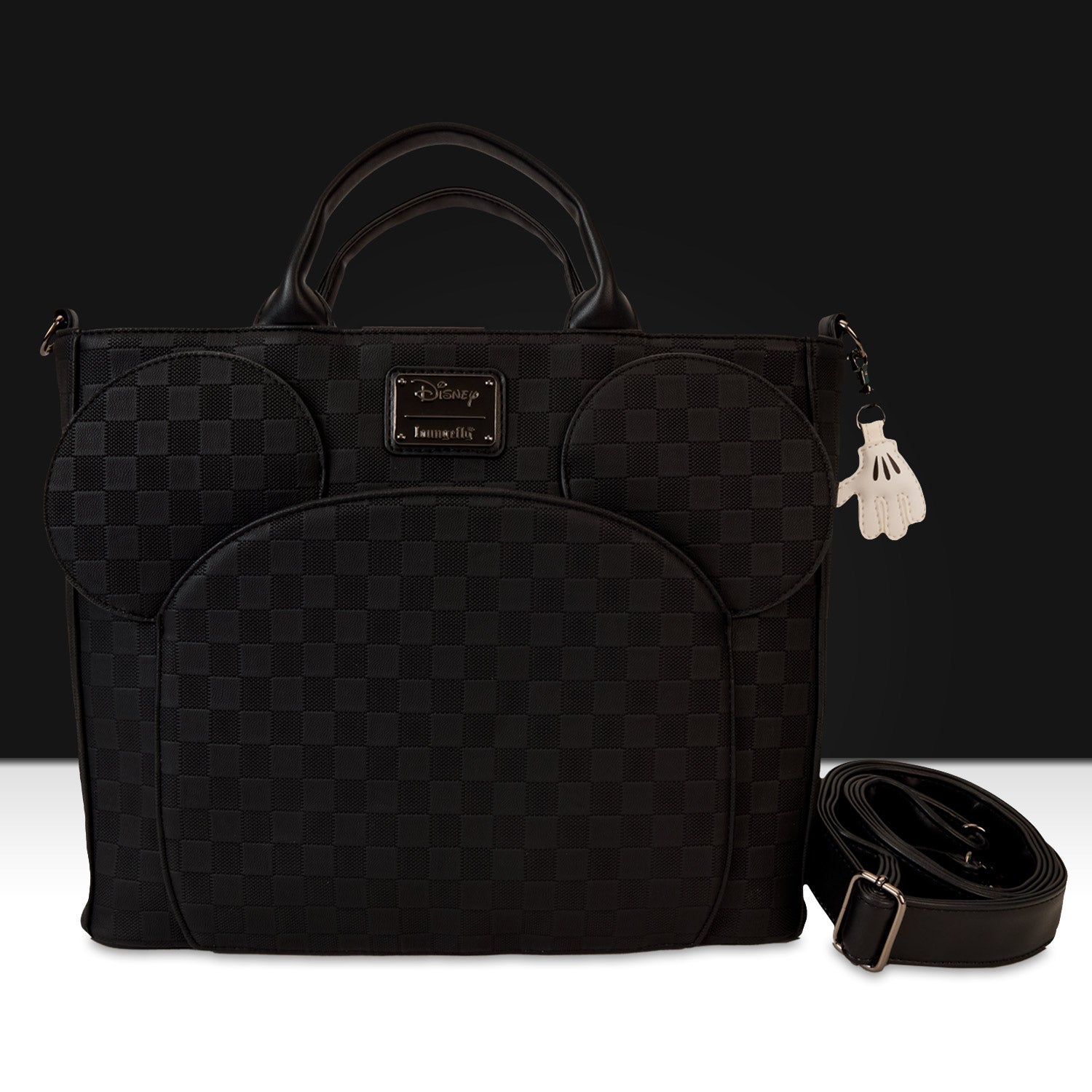 Loungefly x Disney Mickey Ear Black Damier Convertible Tote Bag