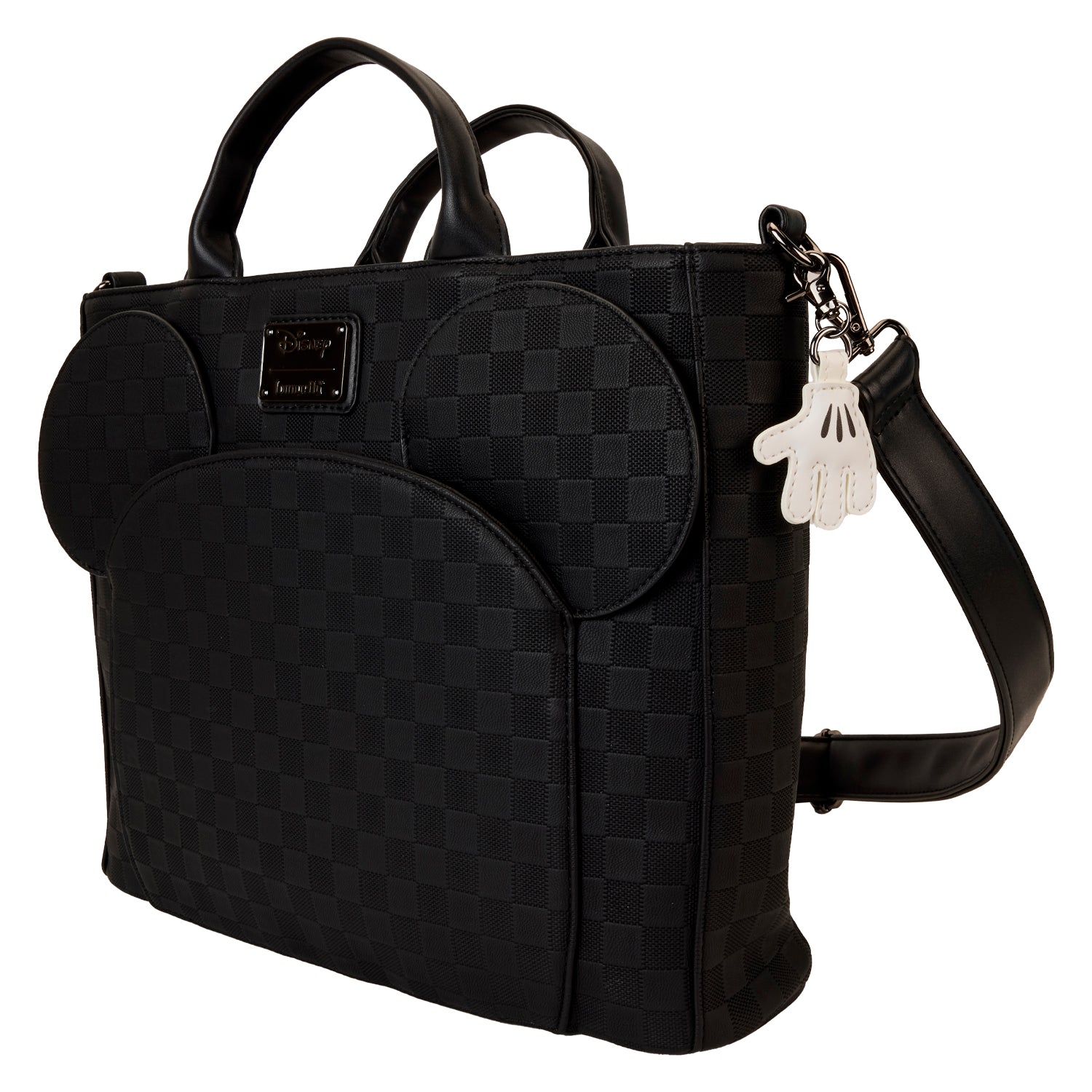 Loungefly x Disney Mickey Ear Black Damier Convertible Tote Bag