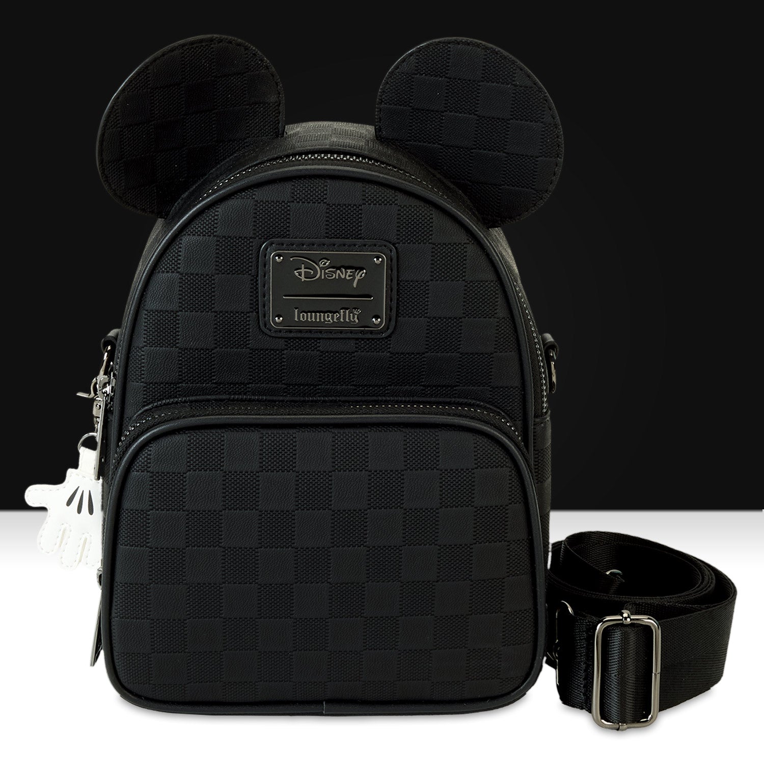 Loungefly x Disney Mickey Ear Black Damier Convertible Crossbody