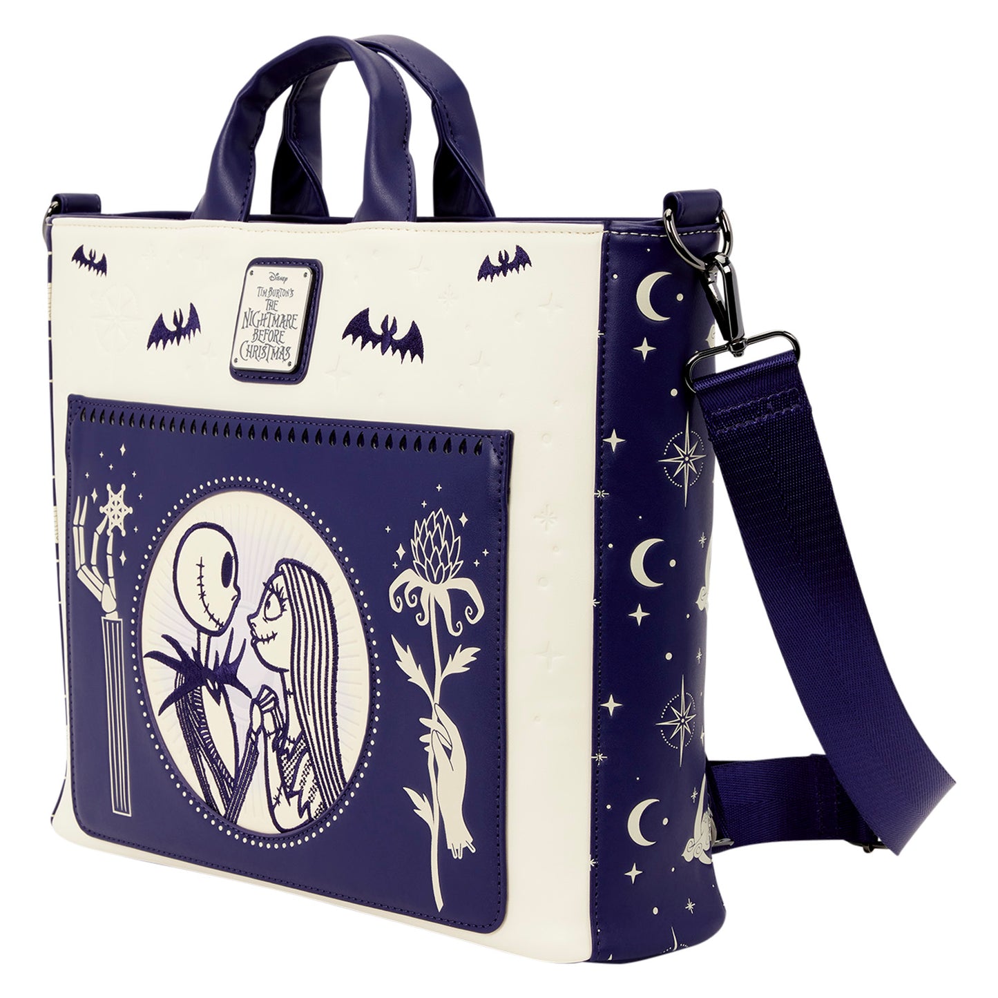 Loungefly x Disney Jack Skellington & Sally Night Sky Convertible Backpack & Tote Bag