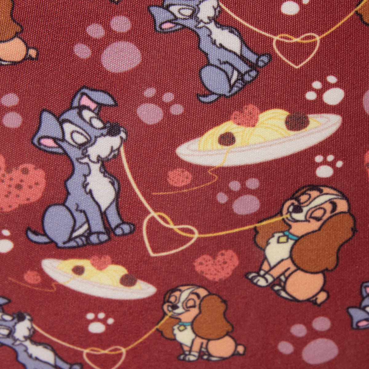 Loungefly x Disney Lady & the Tramp Spaghetti Dinner Charm Crossbody Bag