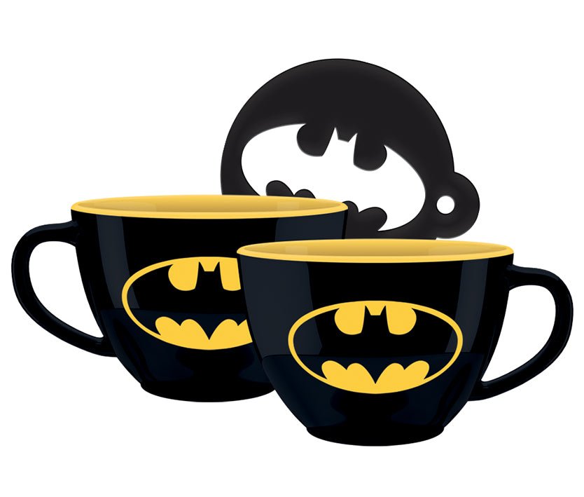 Batman Logo Cappuccino Coffee Mug with Stencil - GeekCore