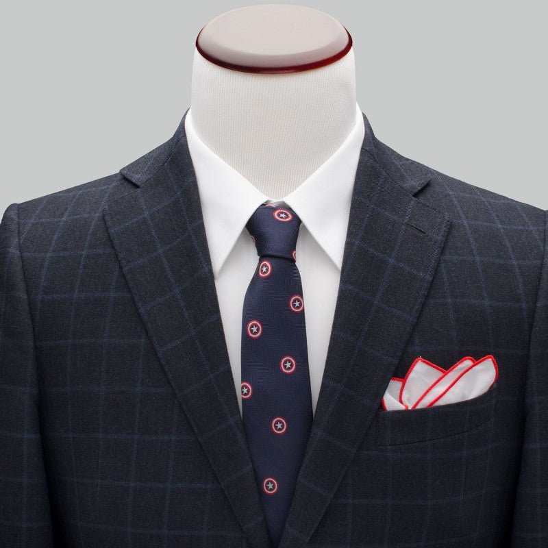 Captain America Navy Silk Tie - GeekCore