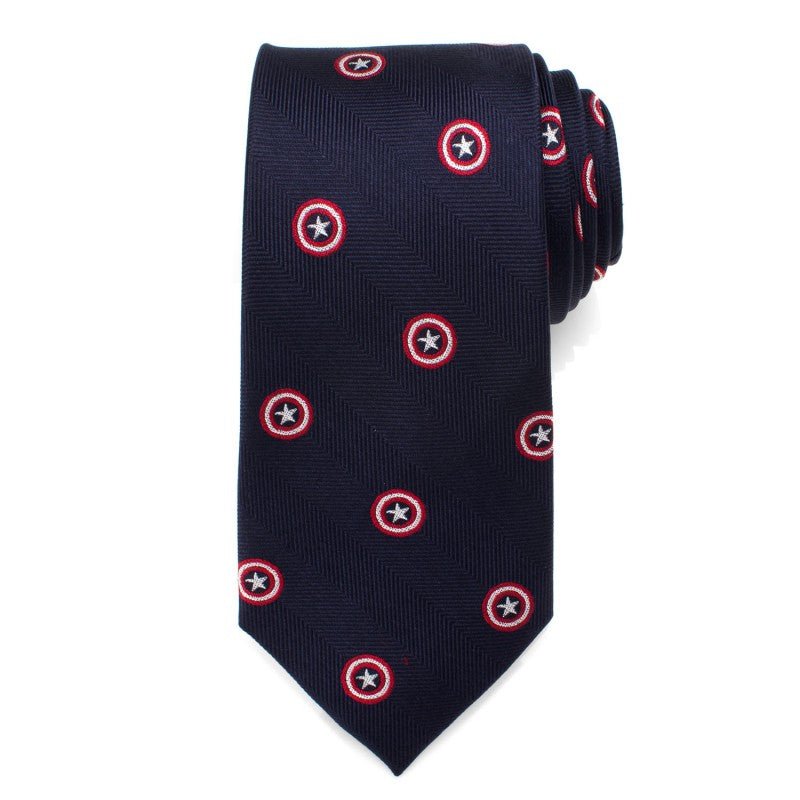 Captain America Navy Silk Tie - GeekCore