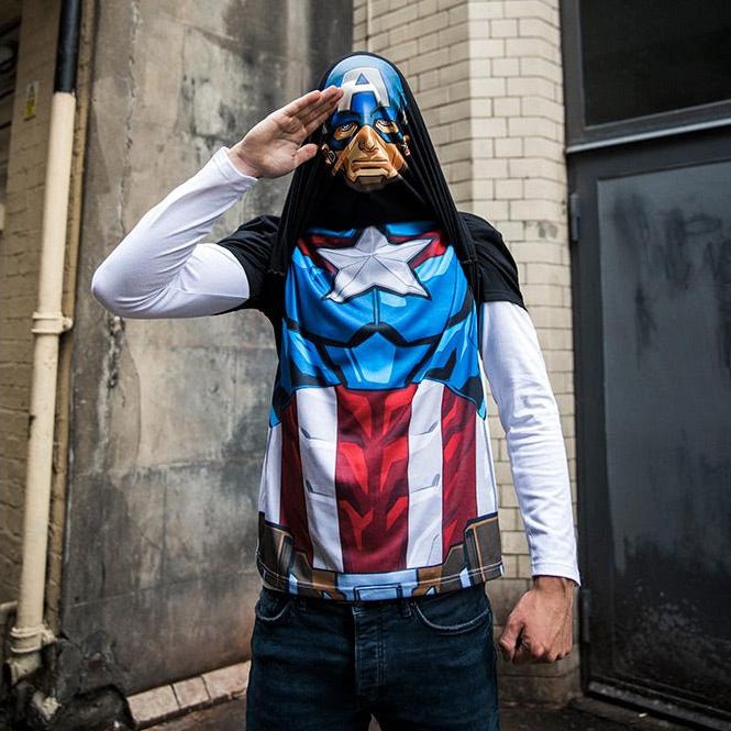 Captain America Reversible Long Sleeve T - Shirt - GeekCore