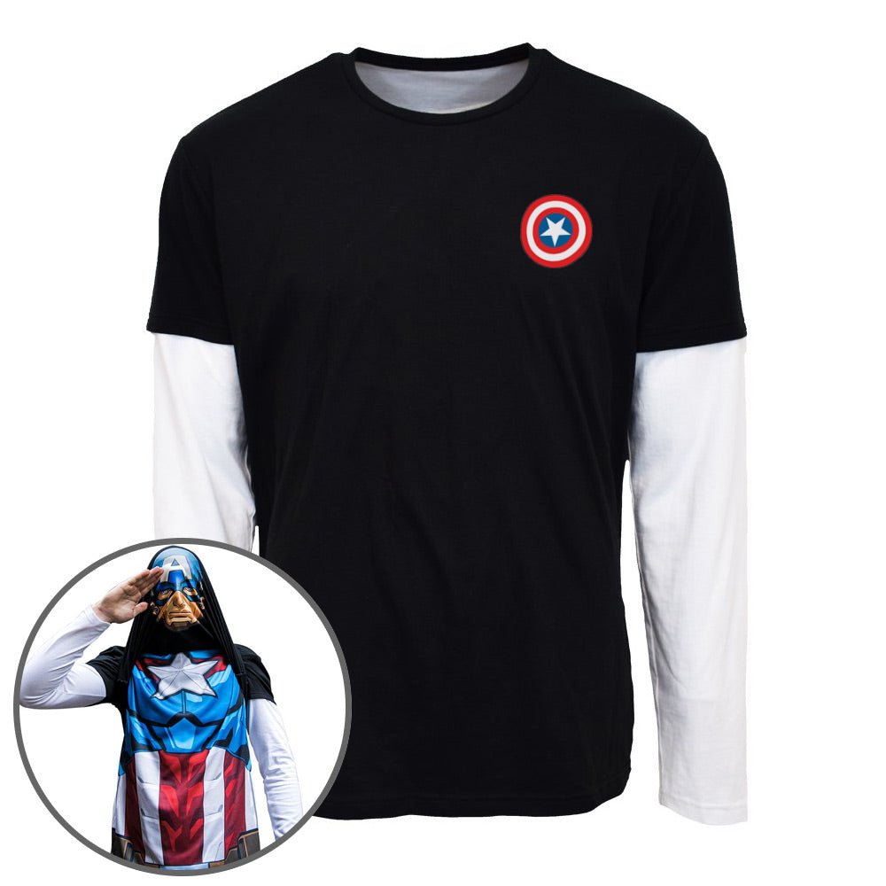 Captain America Reversible Long Sleeve T - Shirt - GeekCore