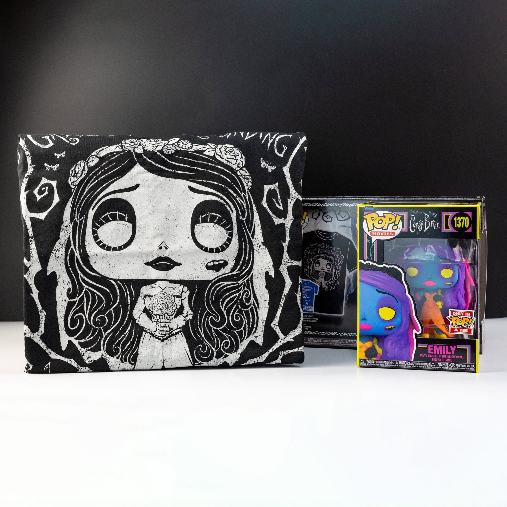 Corpse Bride Emily (Black Light) Pop! Vinyl and Tee Set - GeekCore