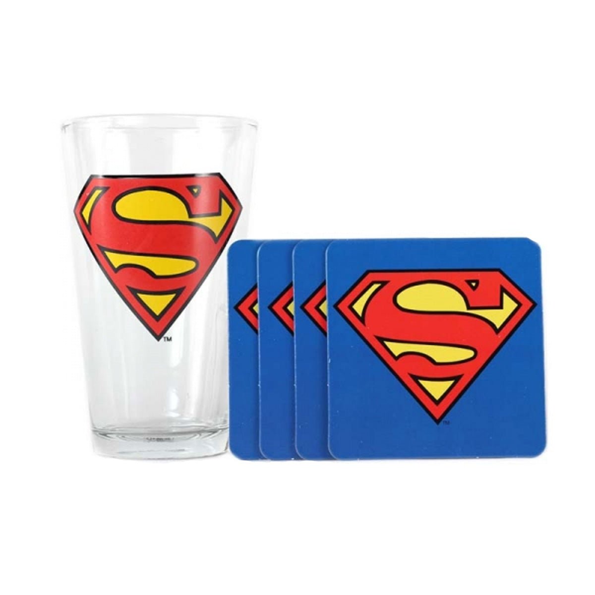 DC Comics Superman Glass & Coaster Set - GeekCore