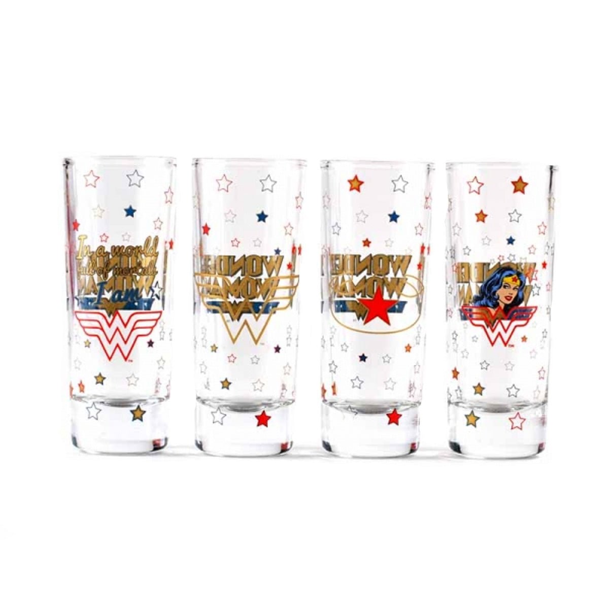 DC Comics Wonder Woman Set of 4 Mini Glasses - GeekCore