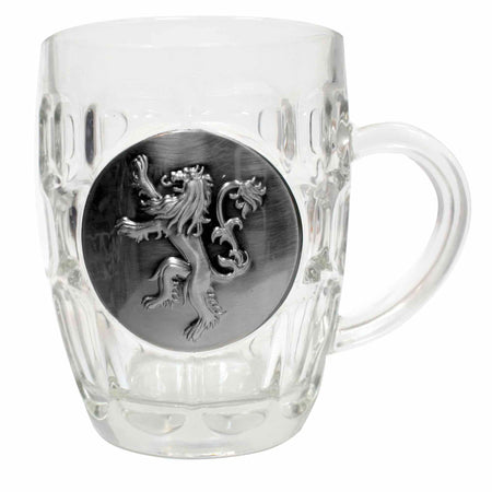 Game of Thrones House Lannister Glass Tankard with Metal Sigil - GeekCore