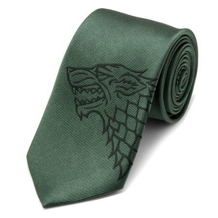 Game of Thrones House Stark Green Direwolf Silk Tie - GeekCore