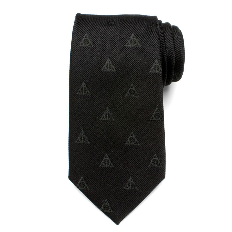 Harry Potter Deathly Hallows Black Silk Tie - GeekCore