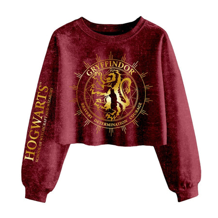 Harry Potter Gryffindor Constellations SuperHeroes Inc. Ladies Acid Wash Cropped Sweatshirt - GeekCore