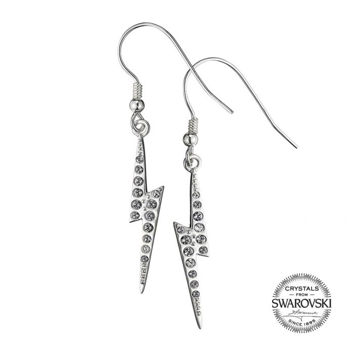 Harry Potter Lightning Bolt Sterling Silver Earrings with Swarovski Crystals - GeekCore