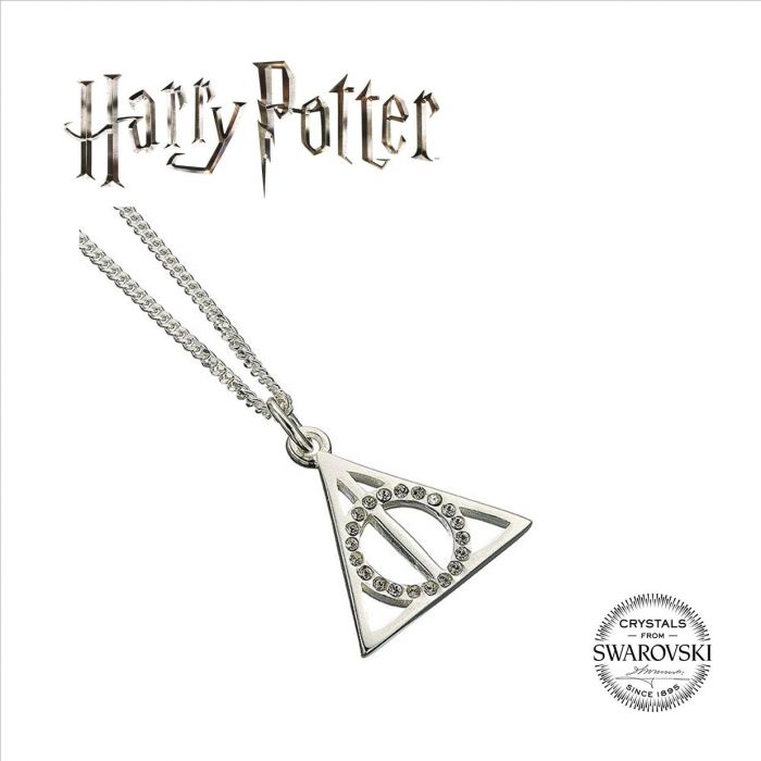 Harry Potter Sterling Silver Deathly Hallows Necklace with Swarovski Crystals - GeekCore