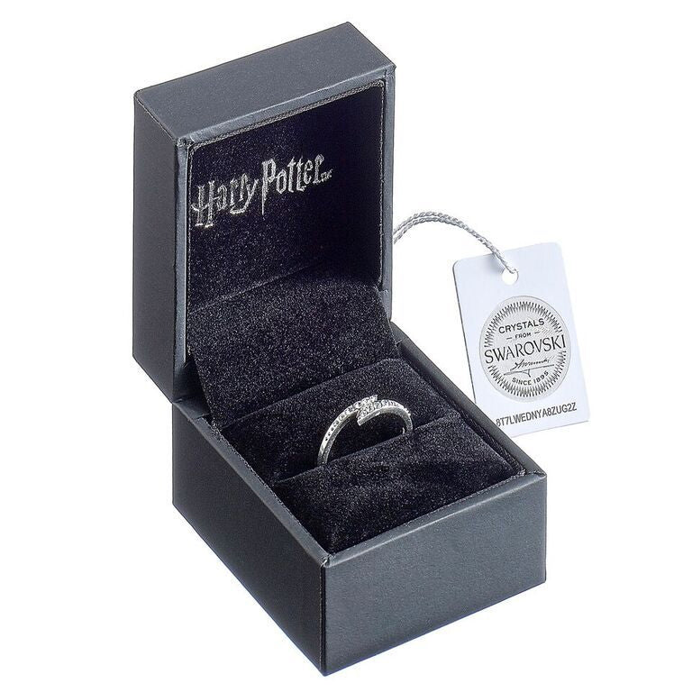 Harry Potter Sterling Silver Lightning Bolt Ring with Swarovski Crystals - GeekCore