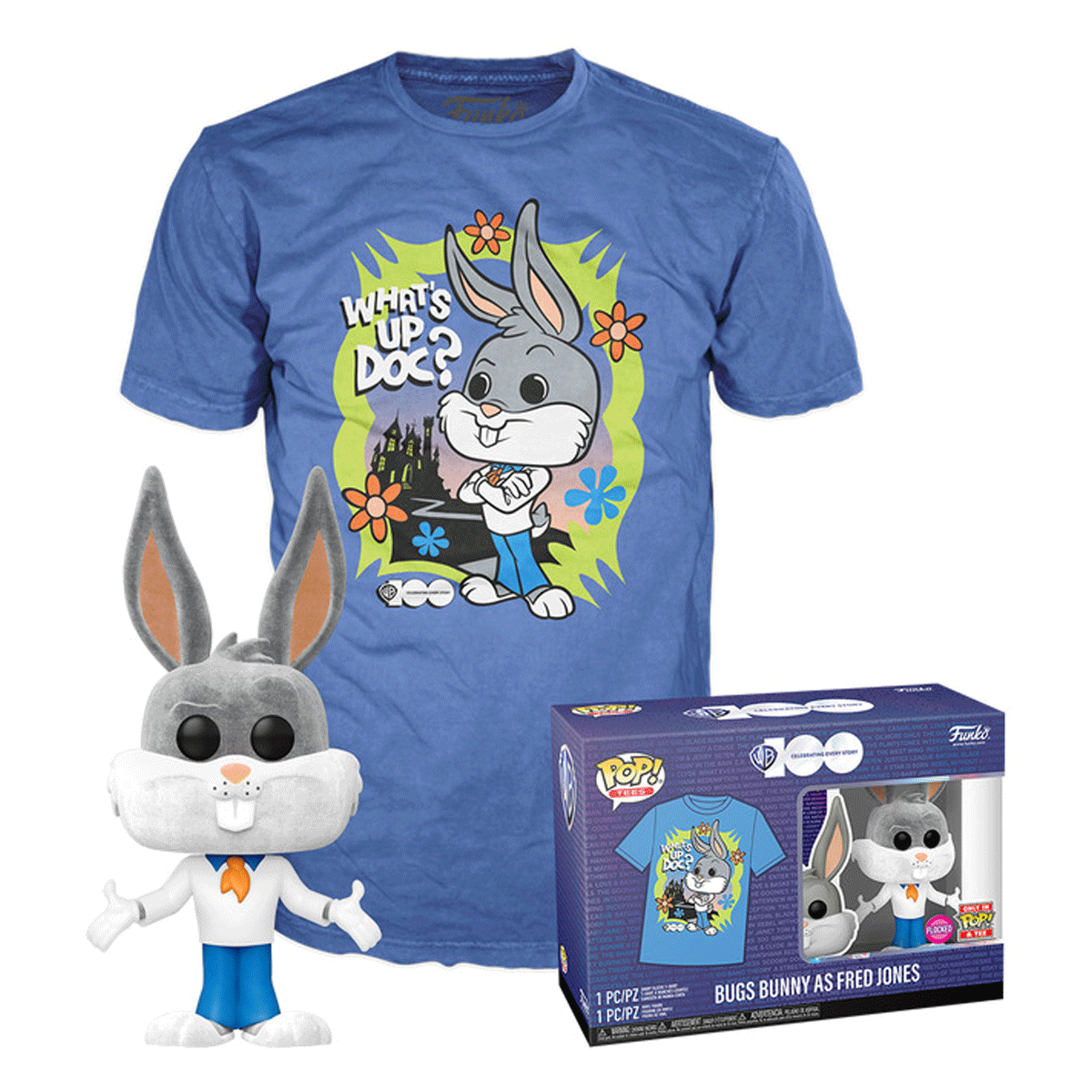 Looney Tunes Bugs Bunny as Fred Jones Pop! Vinyl and Tee Set - GeekCore