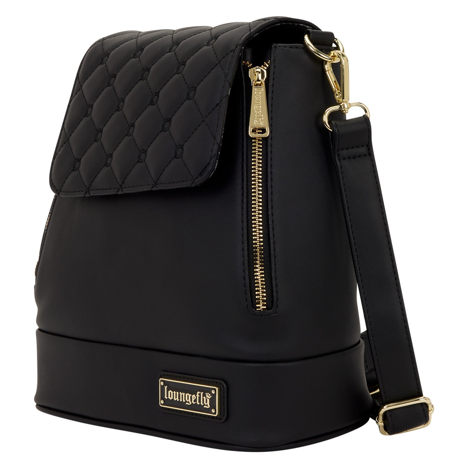 Loungefly Original Black Quilted Pin Trader Convertible Mini Backpack & Crossbody Bag - GeekCore
