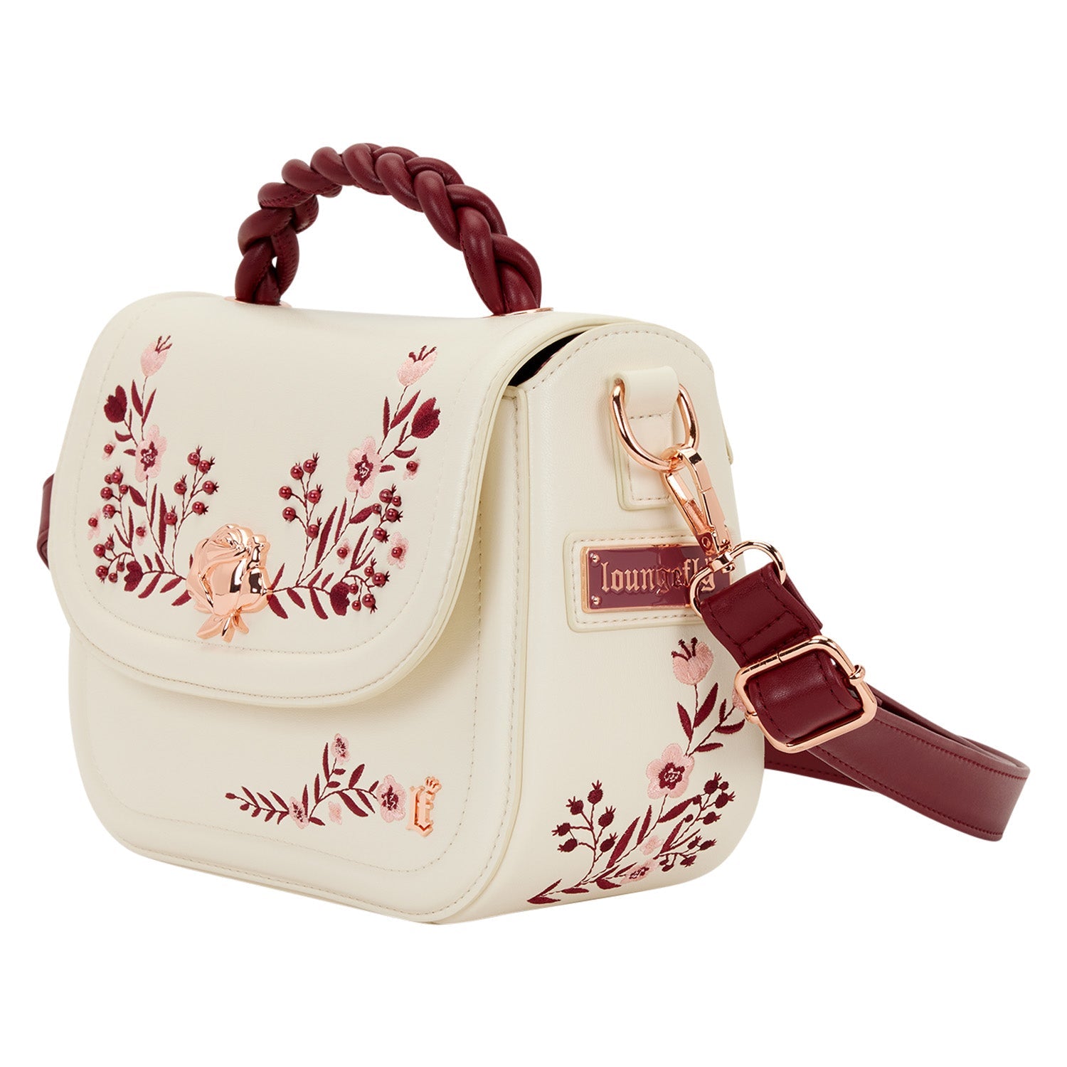 Loungefly Originals Cream & Red Floral Crossbody Bag - GeekCore