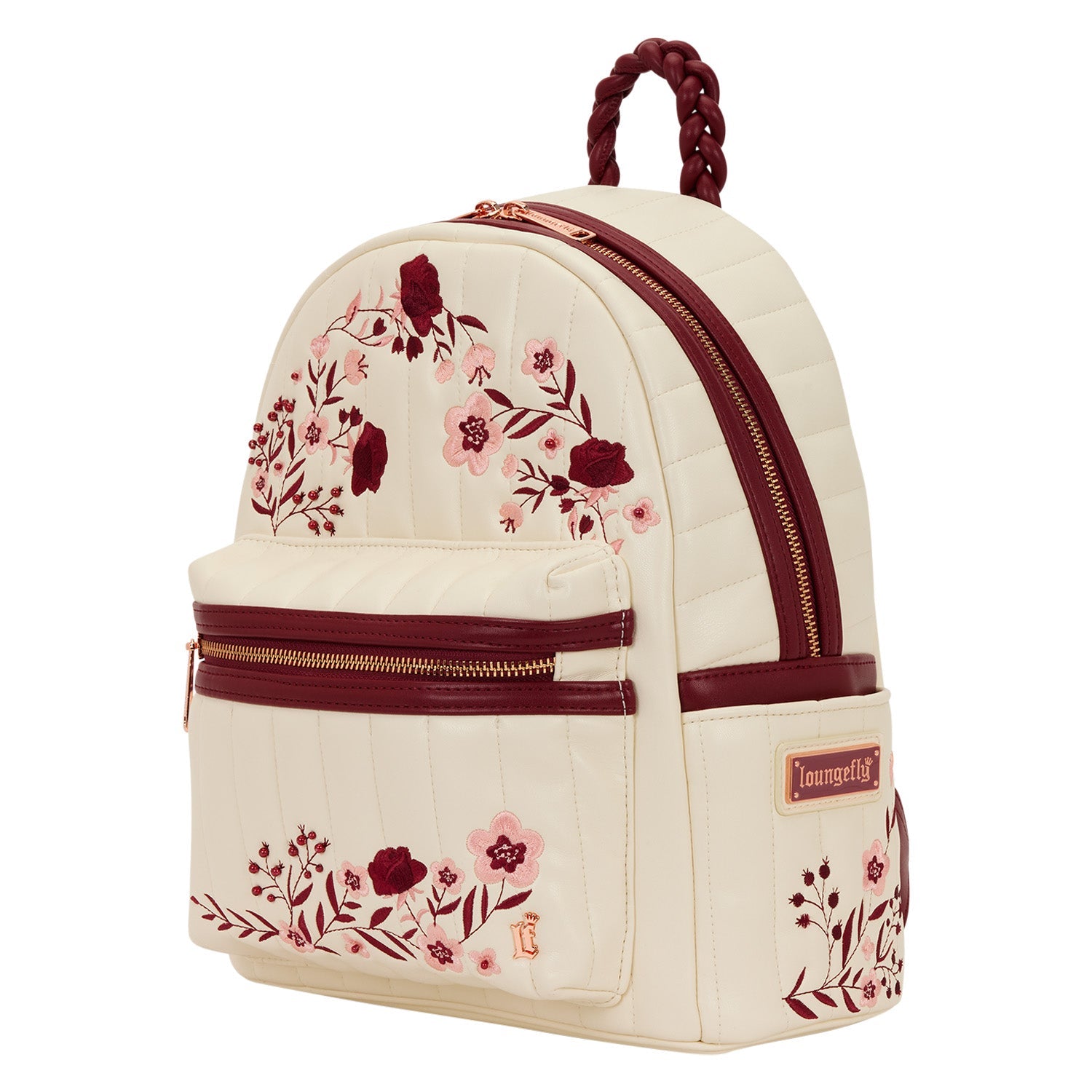 Loungefly Originals Cream & Red Floral Mid - Size Backpack - GeekCore