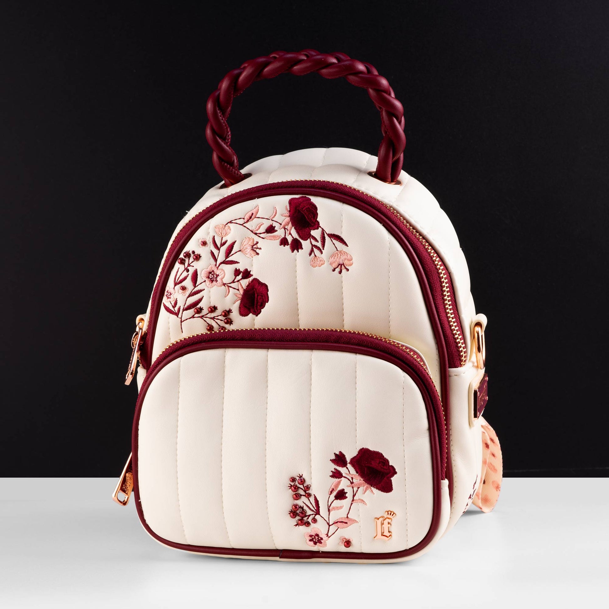 Loungefly Originals Cream & Red Floral Sling Bag - GeekCore