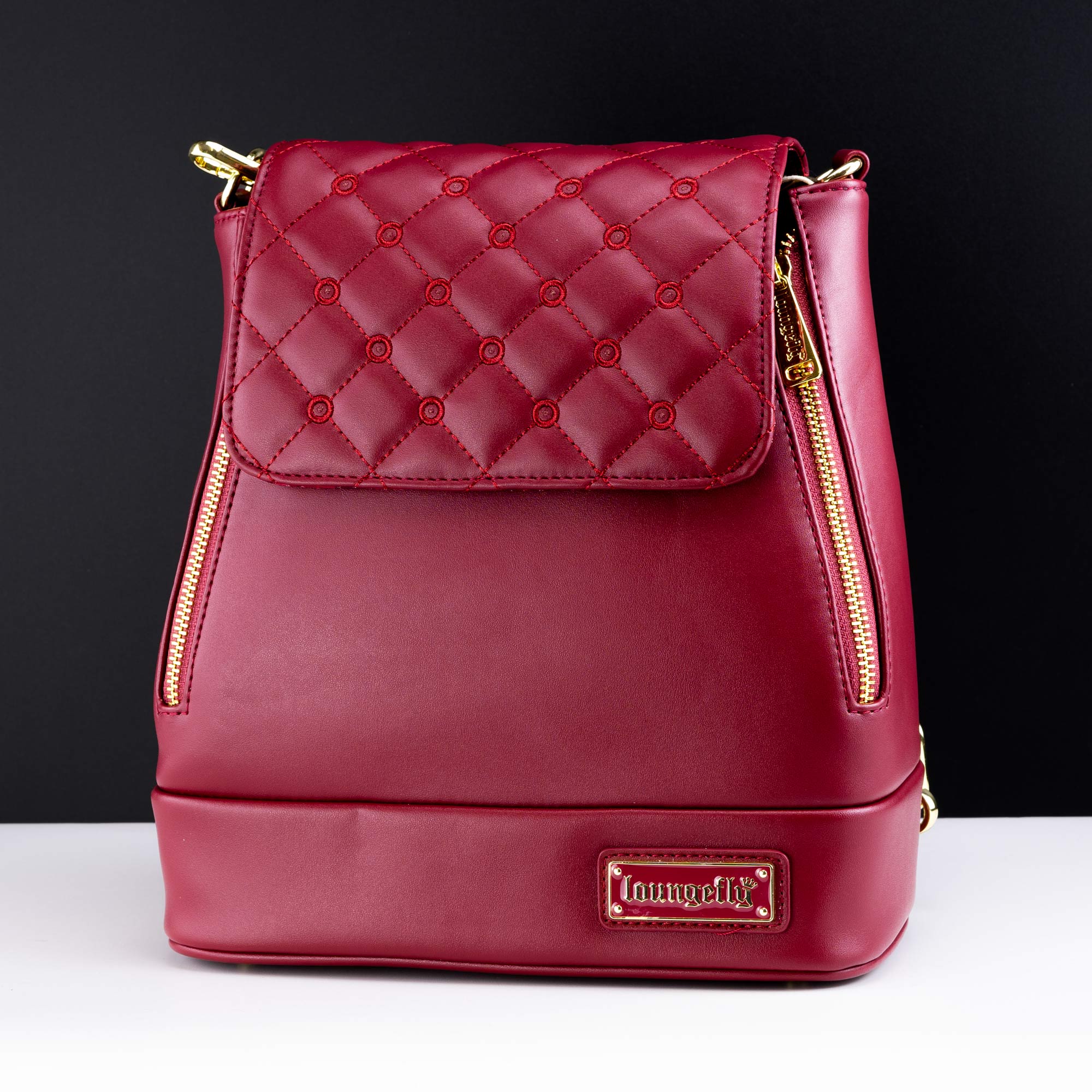 Loungefly Originals Red Quilted Pin Trader Convertible Mini Backpack & Crossbody Bag - GeekCore