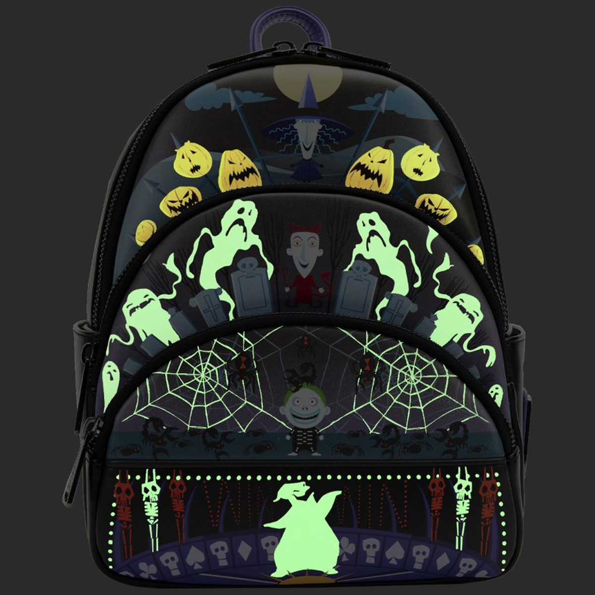 Loungefly The Nightmare Before Christmas Triple Pocket Lock Shock Barrel Oogie Boogie Backpack - GeekCore