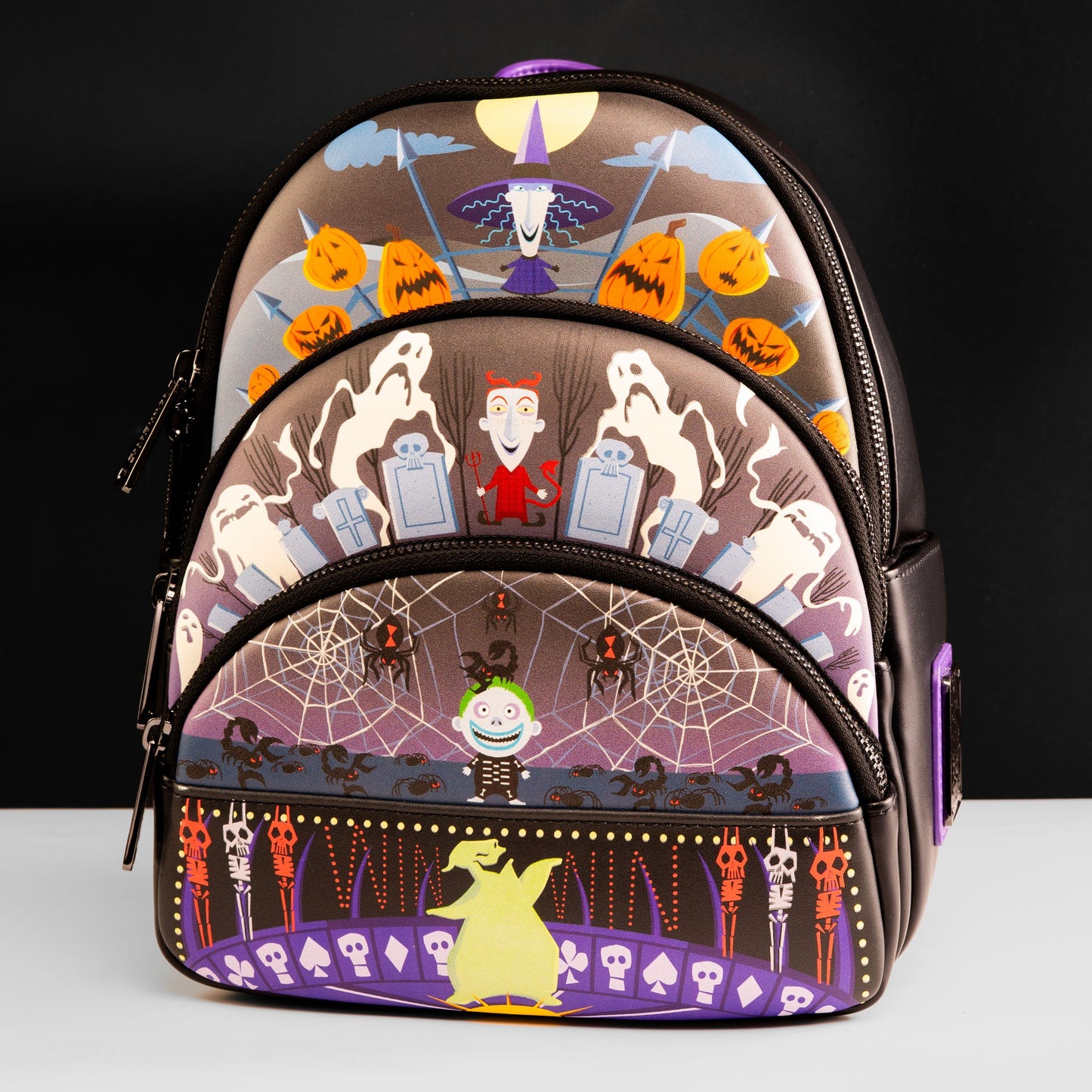 Loungefly The Nightmare Before Christmas Triple Pocket Lock Shock Barrel Oogie Boogie Backpack - GeekCore