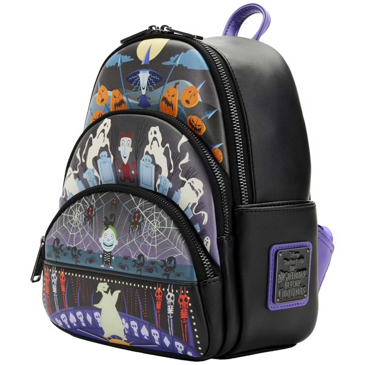 Loungefly The Nightmare Before Christmas Triple Pocket Lock Shock Barrel Oogie Boogie Backpack - GeekCore