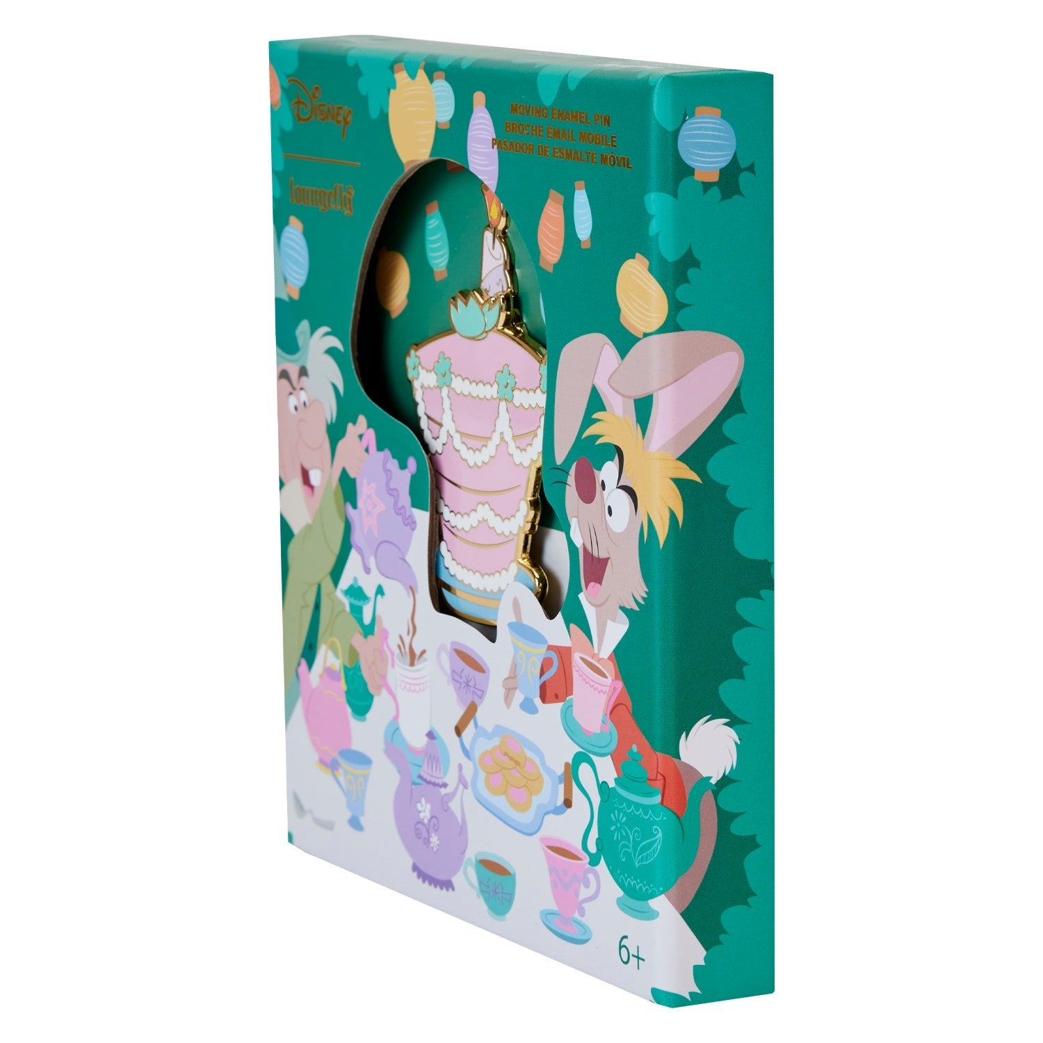 Loungefly x Disney Alice in Wonderland Unbirthday Cake Sliding 3 Inch Pin - GeekCore