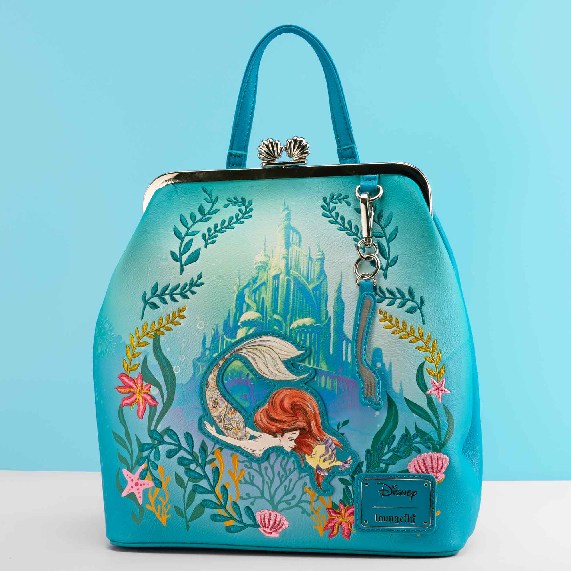 Loungefly x Disney Ariel Floral Kisslock Mini Backpack - GeekCore