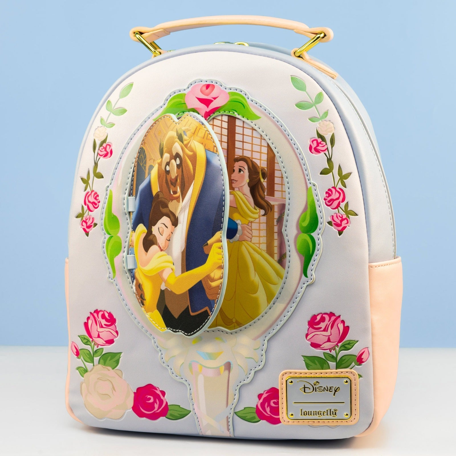 Loungefly x Disney Beauty and The Beast Floral Mirror Mini Backpack - GeekCore