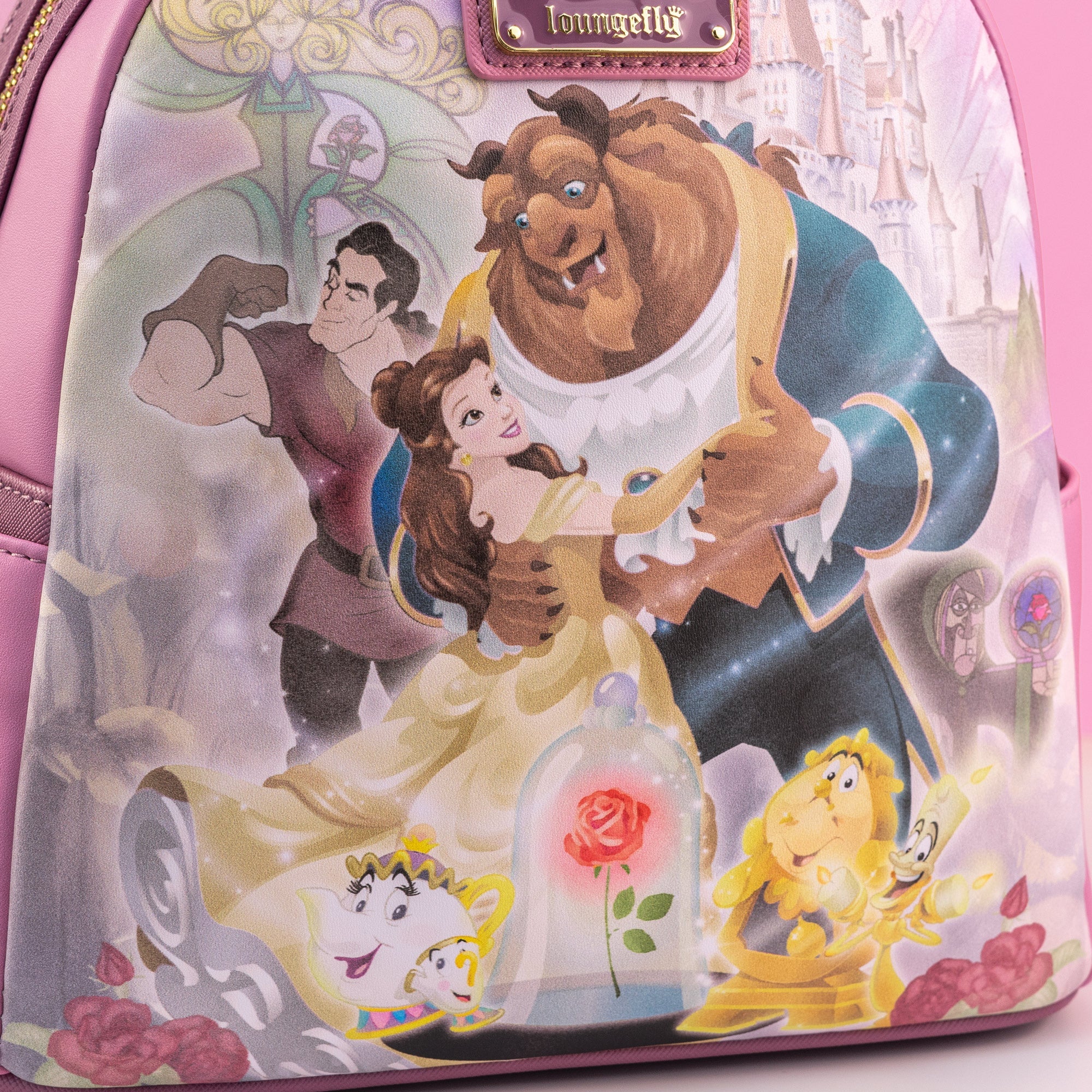 Loungefly x Disney Beauty and the Beast Pastel Character Ensemble Mini Backpack - GeekCore