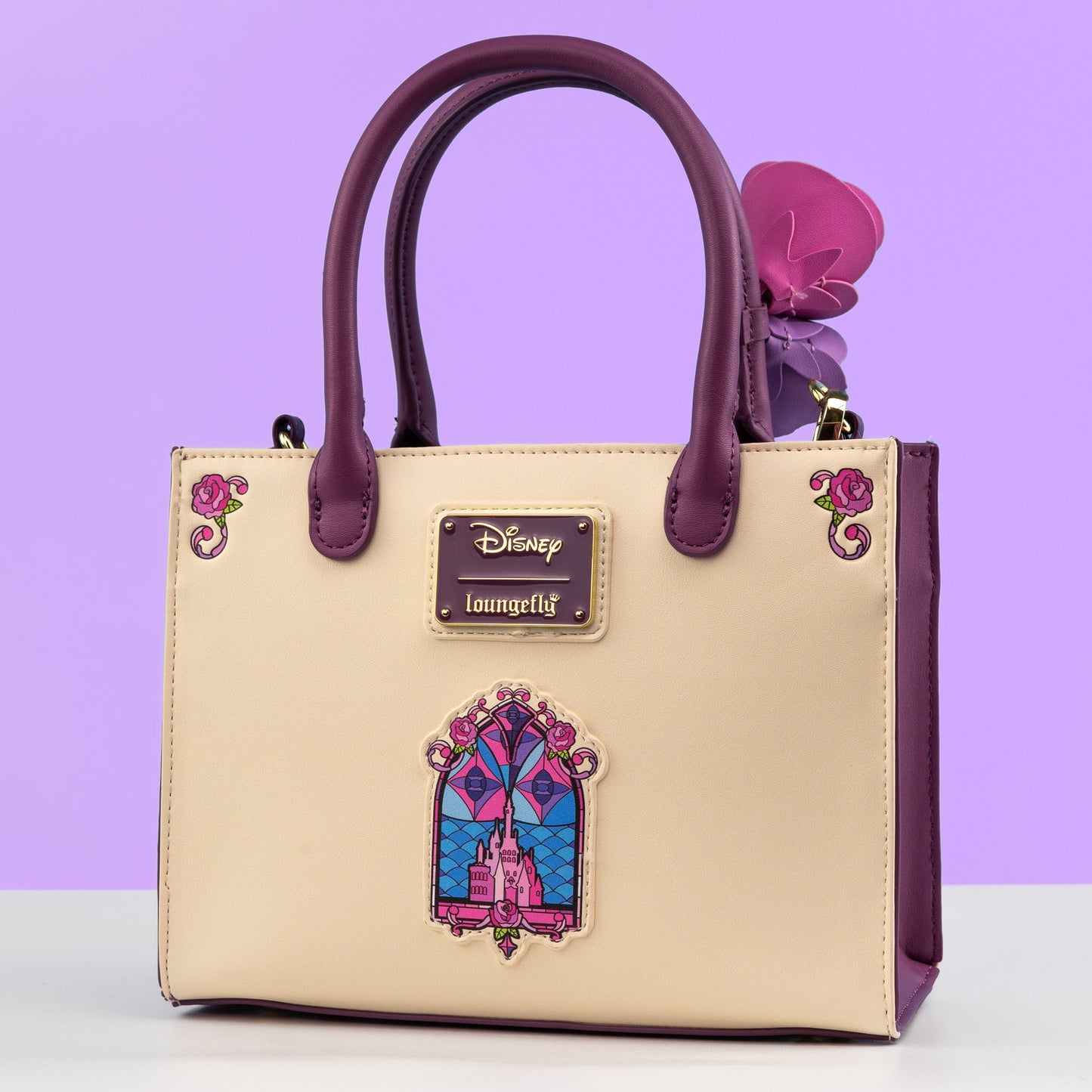 Loungefly x Disney Beauty and the Beast Stained Glass Mini Crossbody Tote - GeekCore