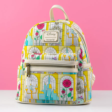 Loungefly x Disney Beauty and the Beast Stained Glass Print Mini Backpack - GeekCore