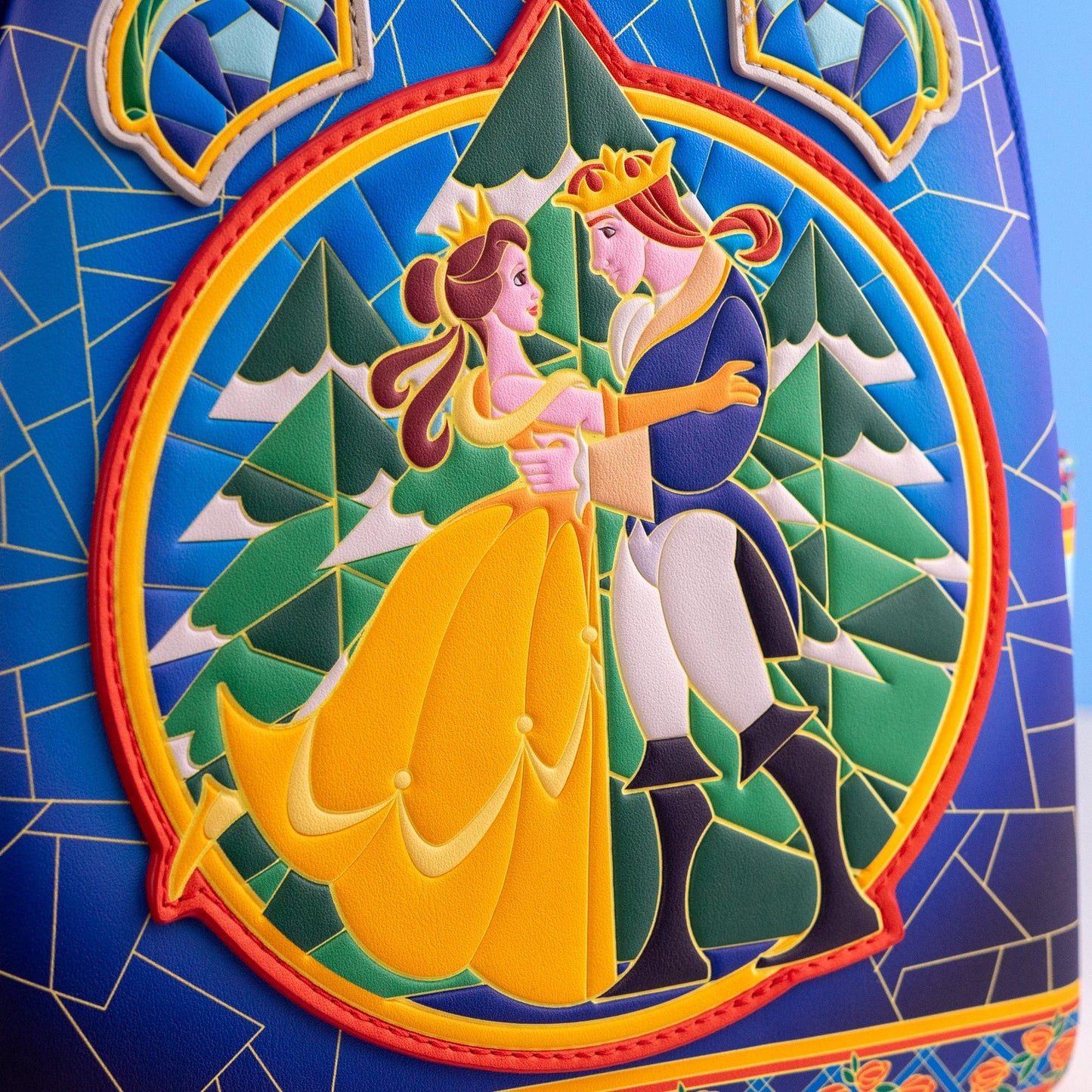 Loungefly x Disney Beauty and the Beast Stained Glass Roses Mini Backpack - GeekCore