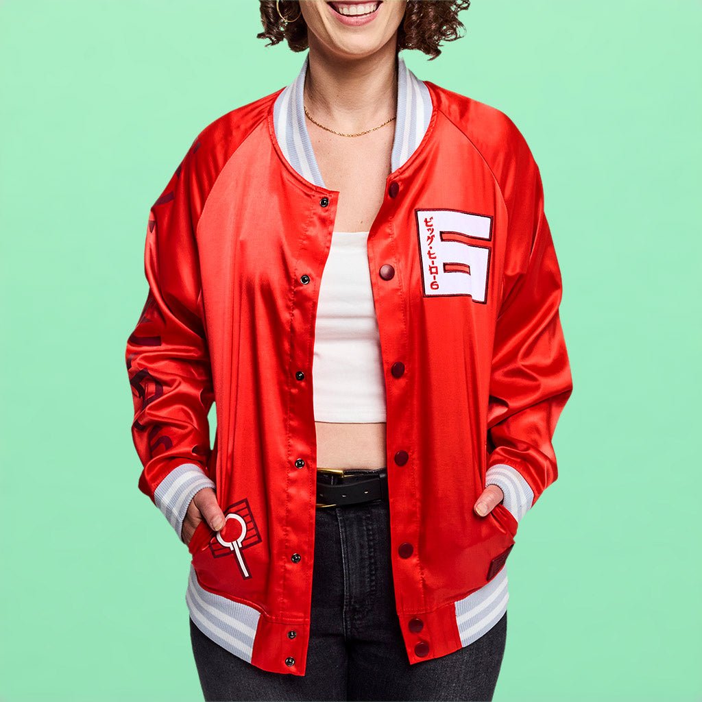 Loungefly x Disney Big Hero 6 10th Anniversary Satin Bomber Jacket - GeekCore