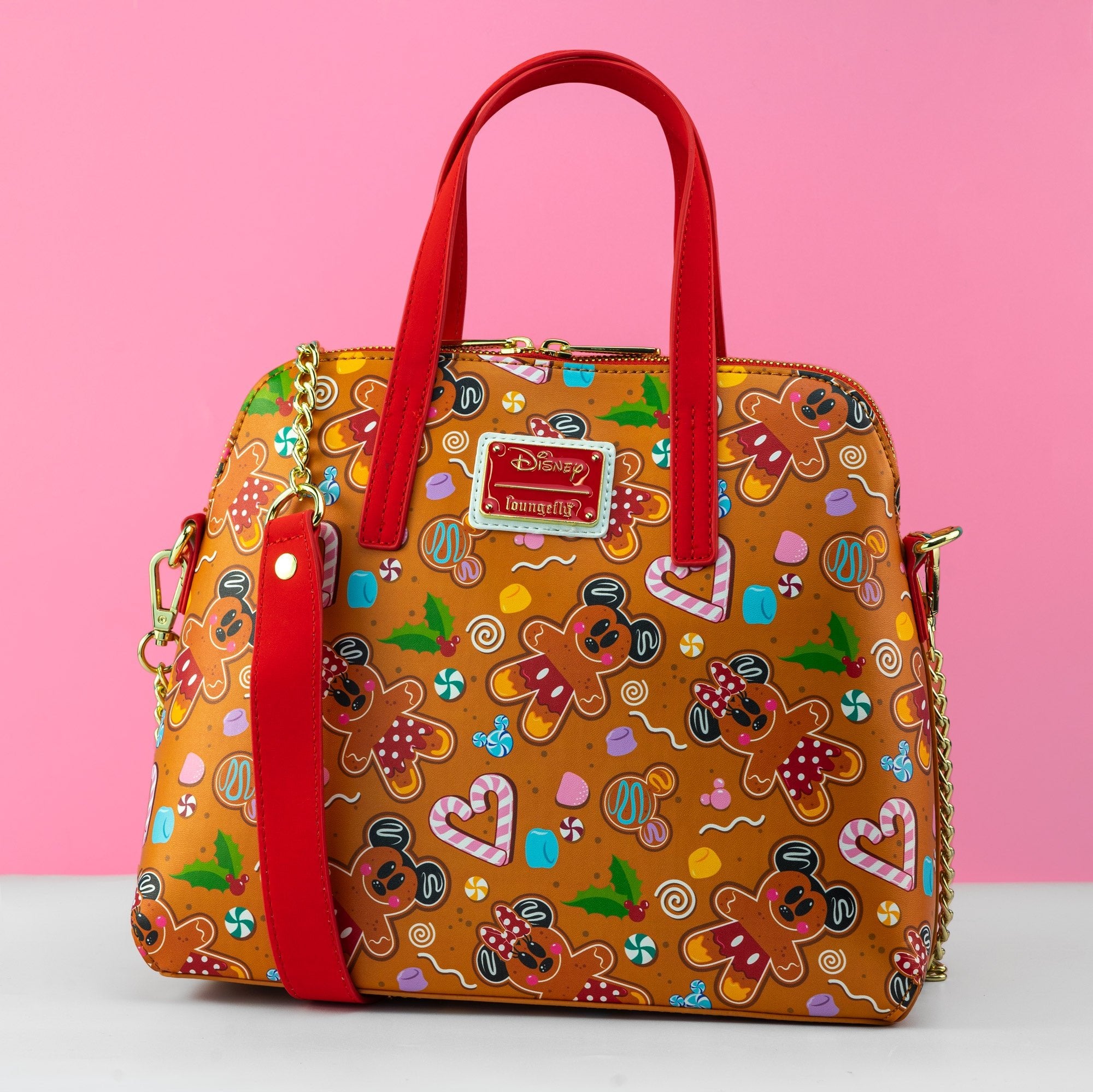 Loungefly x Disney Christmas Gingerbread All Over Print Crossbody Bag - GeekCore