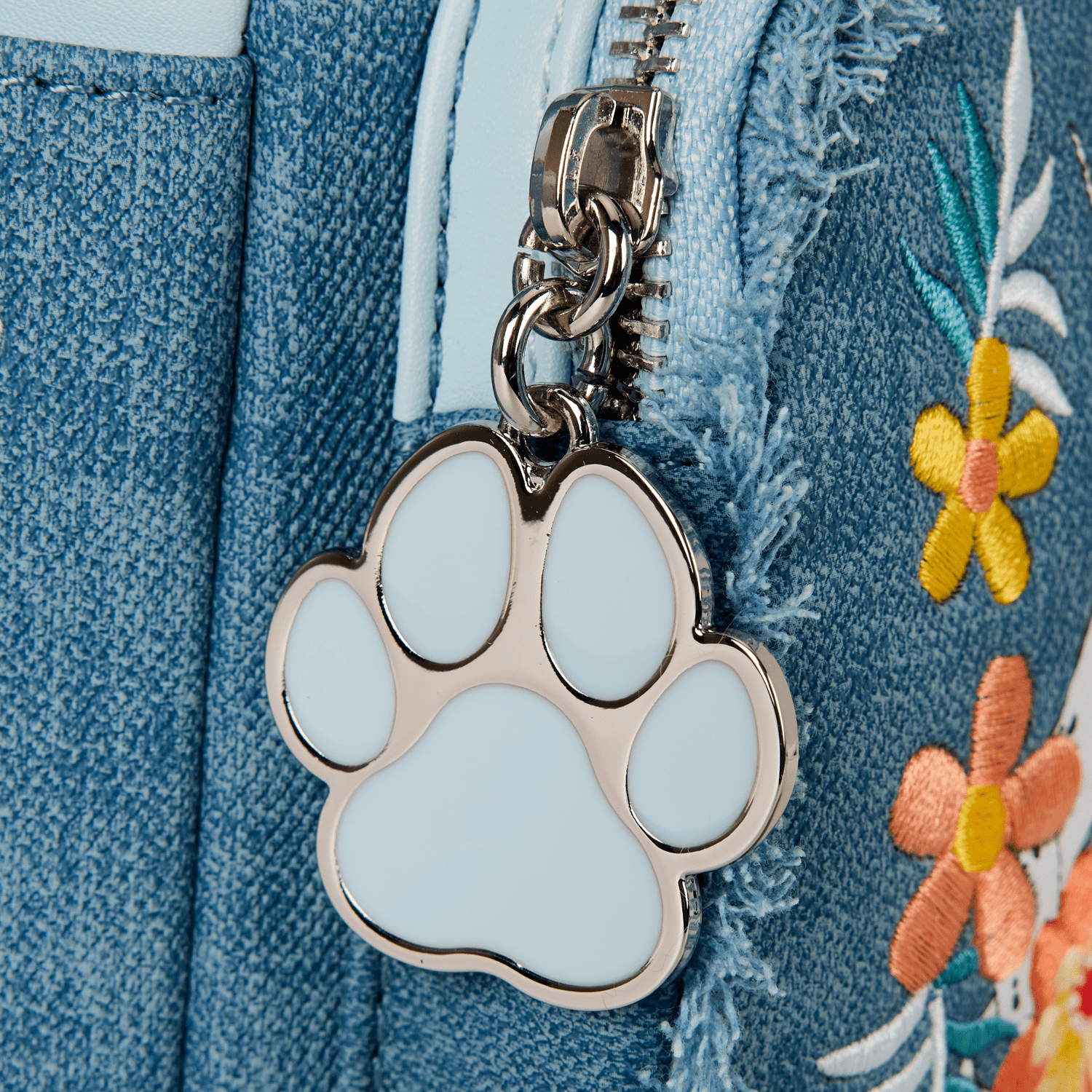 Loungefly x Disney Dogs & Cats Faux Denim Fringe Mini Backpack - GeekCore