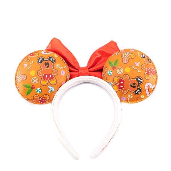 Loungefly x Disney Gingerbread All Over Print Patent Bow Heart Headband - GeekCore