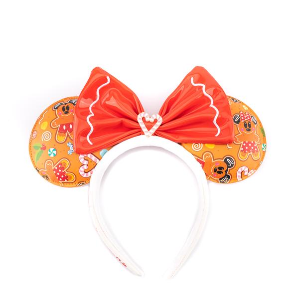 Loungefly x Disney Gingerbread All Over Print Patent Bow Heart Headband - GeekCore
