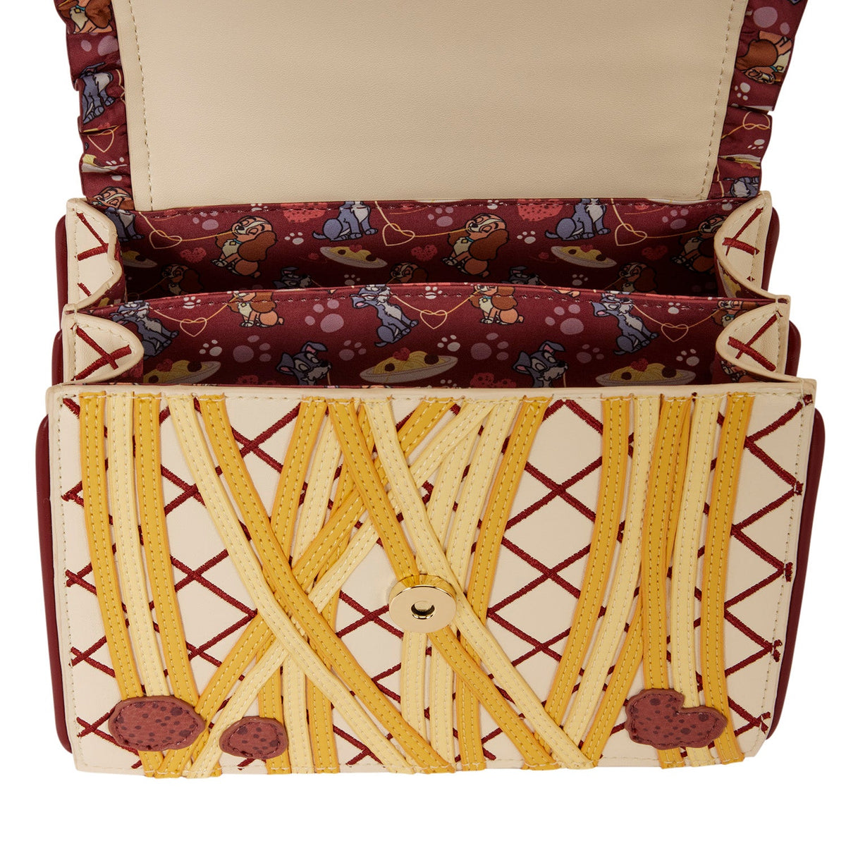 Loungefly x Disney Lady & the Tramp Spaghetti Dinner Charm Crossbody Bag - GeekCore